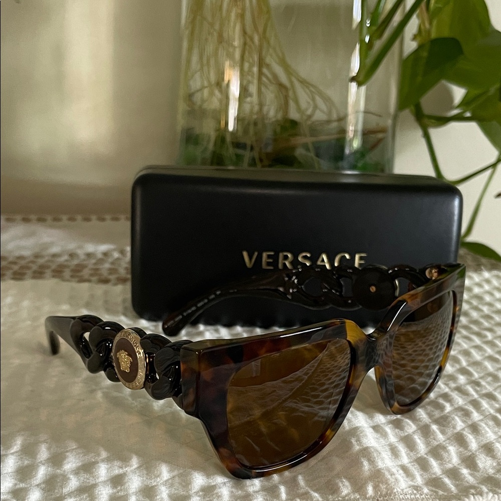 Versace Tortoiseshell Sunglasses with Gold Accents